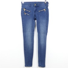 MANGO Jeans Röhrenjeans Hose Jeans Skinny Blau Gold Gr. 32 XXS 