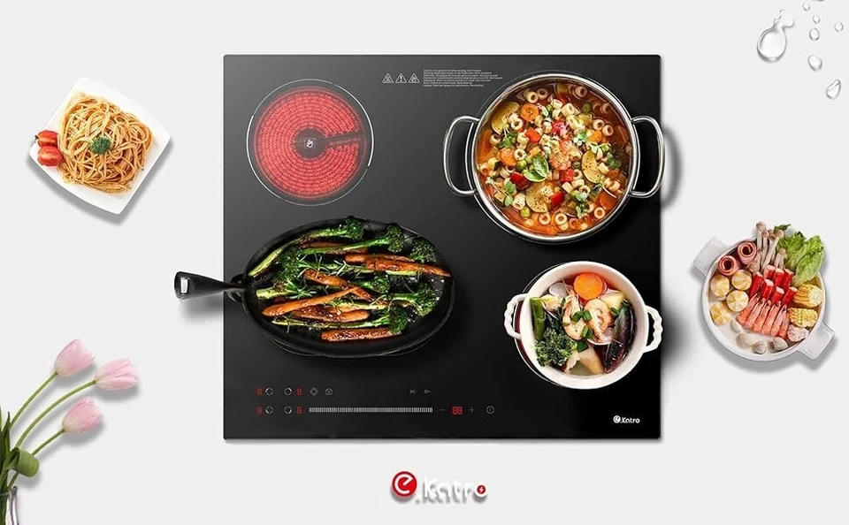 Ekatro-Ceran Kochplatte 6700W Glaskeramik-Kochplatte 9 Heizstufen 4 Brenner - Bild 1 von 4