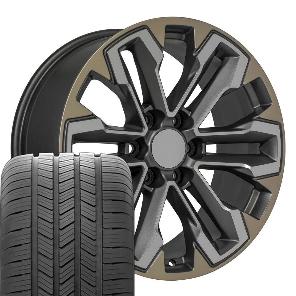 OE Wheels CV69 20x9 Gunmetal Wheels & 275/55R20 Goodyear Tires Set 6X139.7 26ET - Image 1 of 4