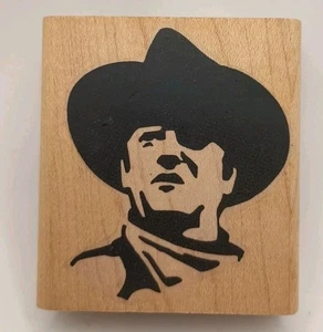 Montierter Gummistempel, COWBOY, John Wayne, Western, Mann, Rodeo, Film, Gesicht, Look - Bild 1 von 4