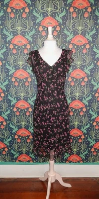 Vestido Vintage Y2K Negro Rosa Floral Coqueta Grunge Sin Mangas Cintura Imperio Foto 1 de 4