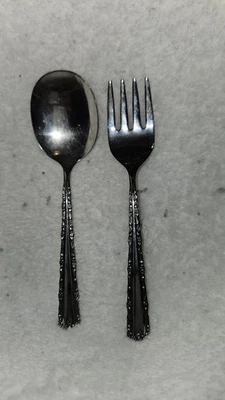 Oneida Deluxe CHERIE Pattern 18/8 Stainless Flatware BABY FORK & BABY SPOON Set - Image 1 of 2