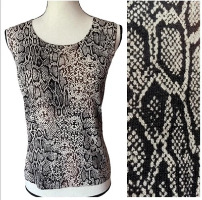 Camiseta sin mangas Chico’s 75 % seda tejida elástica serpiente reptil pitón estampado animal S/M Foto 1 de 4
