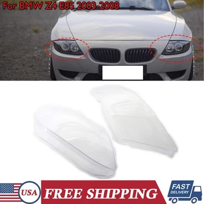 1 Pair Headlight Lens Cover Clear For BMW Z4 E85 2003-2008 Lampshade Replacement Foto 1 de 4