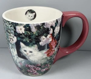 Lang White Cat & Flowers Coffee Mug Cup “Summer Window” 2009 #5001199 - Picture 1 of 10
