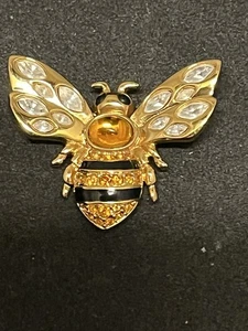 Beautiful Brooch Swarovski Bumble Bee Flying Crystal Swan Signed Pin 1.25" - Picture 1 of 6