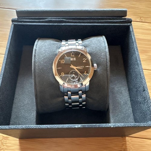 Orologio Fendi 2100G Uomo Quarzo Argento Nero Scatola Inclusa