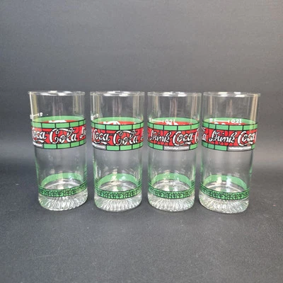 Coca Cola Tiffany Glas 4x Gläser 0,2 l Gastro Sammler Retro Vintage Rarität ✅️ - Bild 1 von 4