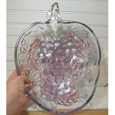 Tazón de colección Indiana Glass racimo de uva frambuesa fruta ensalada plato de dulces Foto 1 de 4