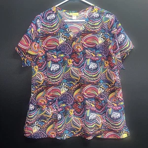 Wonder wink womens sz XL Scrubs multicolor  w/pockets V Neck NWOT - Picture 1 of 7