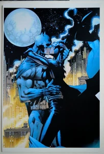 BATMAN & CATWOMAN KISS In Moonlight Print DC - Picture 1 of 1