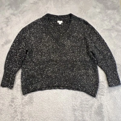 Ava & Viv Sweater Women’s 2X Black Silver Tinsel V-Neck Long Sleeve - Image 1 of 4