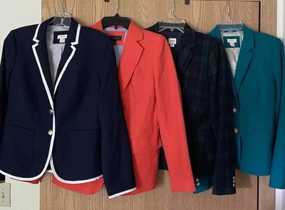 LOTE de (4) chaquetas blazers de reloj J CREW con punta/lino/negro talla 4 Foto 1 de 4