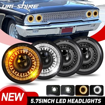 适用于福特银河 500 1962 - 1974 4 件 5.75 英寸 5-3/4 英寸渐变 DRL LED 车头灯 — 第 1/4 张图片