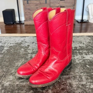 Women's Justin Red Classic Made in USA Roper Western Boot L3055 Size 6 - Picture 1 of 8