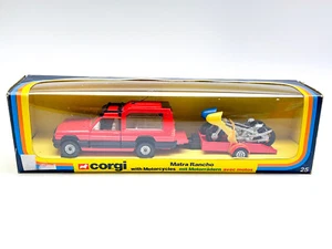 Vintage Corgi Gift Set 25 Matra Rancho with Motorcycles boxed Set 1980s - Picture 1 of 17