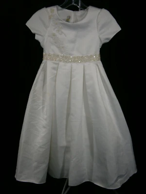 Vestido Muneca 8 Niños Blanco Organza Formal Retrato Boda Pascua Fiesta Elegante Foto 1 de 4