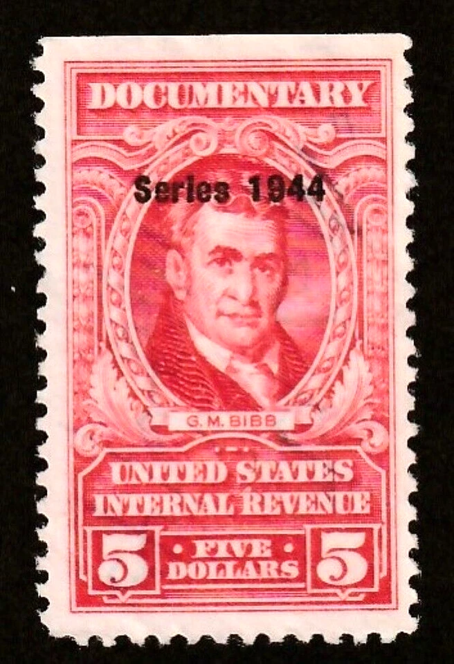 U.S. Revenue ~ Scott R402 ~ 1944 ~ $5 Red ~ DOCUMENTARY ~ VF/XF ~ MINT NG - Image 1 of 1