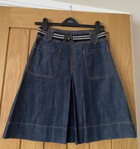 HOBBS Denim A-Line Skirt With Belt - UK Size 8 - BNWOT - Picture 1 of 6