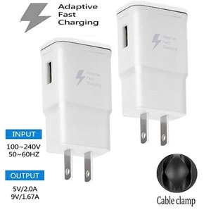 2 Pk Adaptive Wall Fast Charger Power Adapter Galaxy Smartphones Charging White - Picture 1 of 3