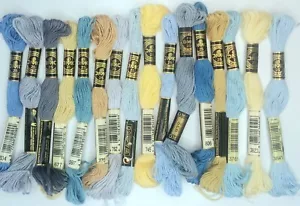 Lot 16 Skeins DMC Embroidery Floss BEACH BLUES & CREAMS Needlepoint Cross Stitch - Picture 1 of 5