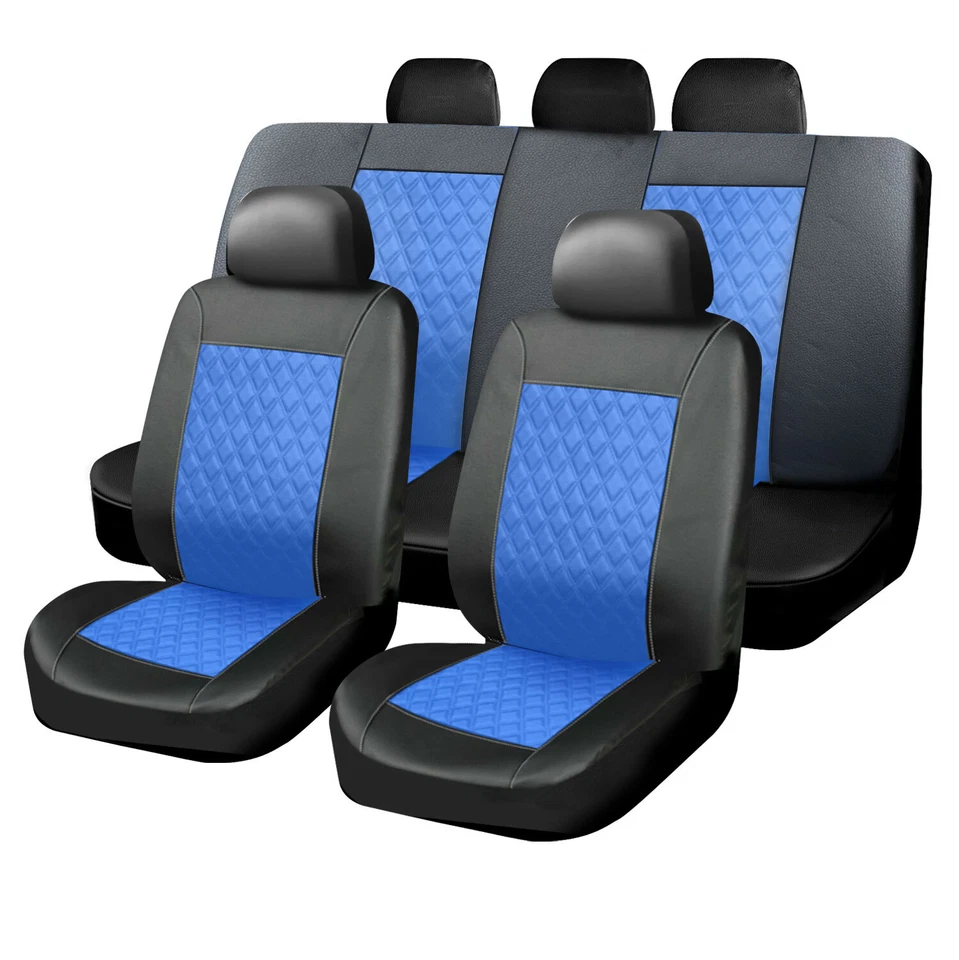 For 1999-2024 Jeep PU Leather Car Seat Covers Protector 5 Seats Full Set Cushion - Image 1 of 4