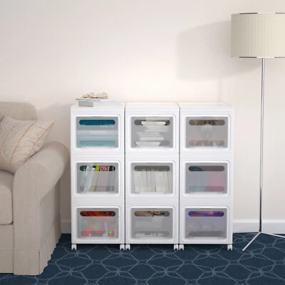 3-9 Drawer Plastic Storage Bin Cabinet Organizer Container Unit Boxes Stackable - Image 1 of 4