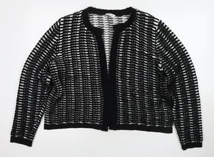 Per Una Womens Black V-Neck Striped Acrylic Cardigan Jumper Size 20 - Picture 1 of 10