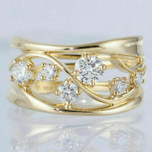 Gorgeous Jewelry 18K Yellow Gold Plated Rings Women Cubic Zirconia Ring Sz 5-11