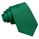Emerald Green Plain Satin Mens Boys Classic Slim Skinny Wedding Necktie by DQT