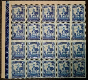 Mexico 1920's MNH Architecture Margin 20 Stamps Block - 20 Cents Blue - Picture 1 of 3