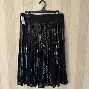 Express Black Knee Length Skirt Sequence Size Medium NWT - Picture 1 of 4