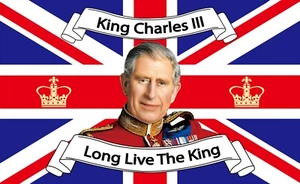 KÖNIG CHARLES III Krönung 5x3 Fuß FAHNE 150cm x 90cm Monarchy Royalty Royal - Bild 1 von 1