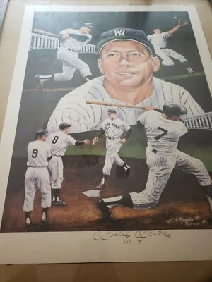 LITOGRAFÍA AUTÓGRAFO MICKEY MANTLE 18X24 ANGELO MARINO 1995 YANKEES AUTÉNTICO  Foto 1 de 4