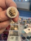 6 White And Gold Lion Head Buttons 22mm