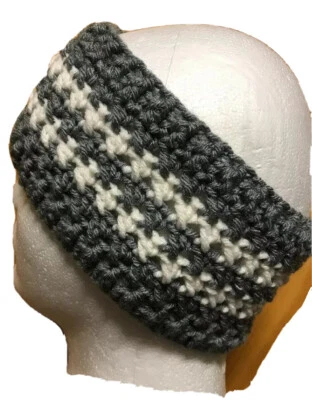 NEW HandMade Crochet Knitted Hat HeadBand Adult/teen EAR WARMER earwarmers GRAY - Image 1 of 4