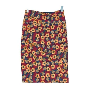 LuLaRoe Damen Rot Orange Blumen Cassie Bleistift Stretch Rock Übergröße XS Neu - Bild 1 von 7