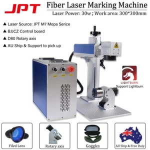 JPT Mopa 30W 300*300mm Fiber Laser Marking Machine Rotary axis For Steel Marking - Foto 1 di 13