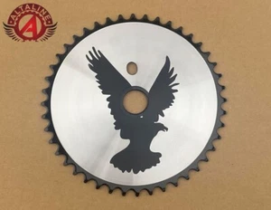 ALTALINE 44T 1 PIECE CRANK STEEL CHAINRING BLACK US EAGLE 1/2 X 1/8 CHROME/BLACK - Picture 1 of 2