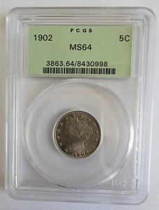 1902 PCGS MS64 Liberty V Nickel - Picture 1 of 4
