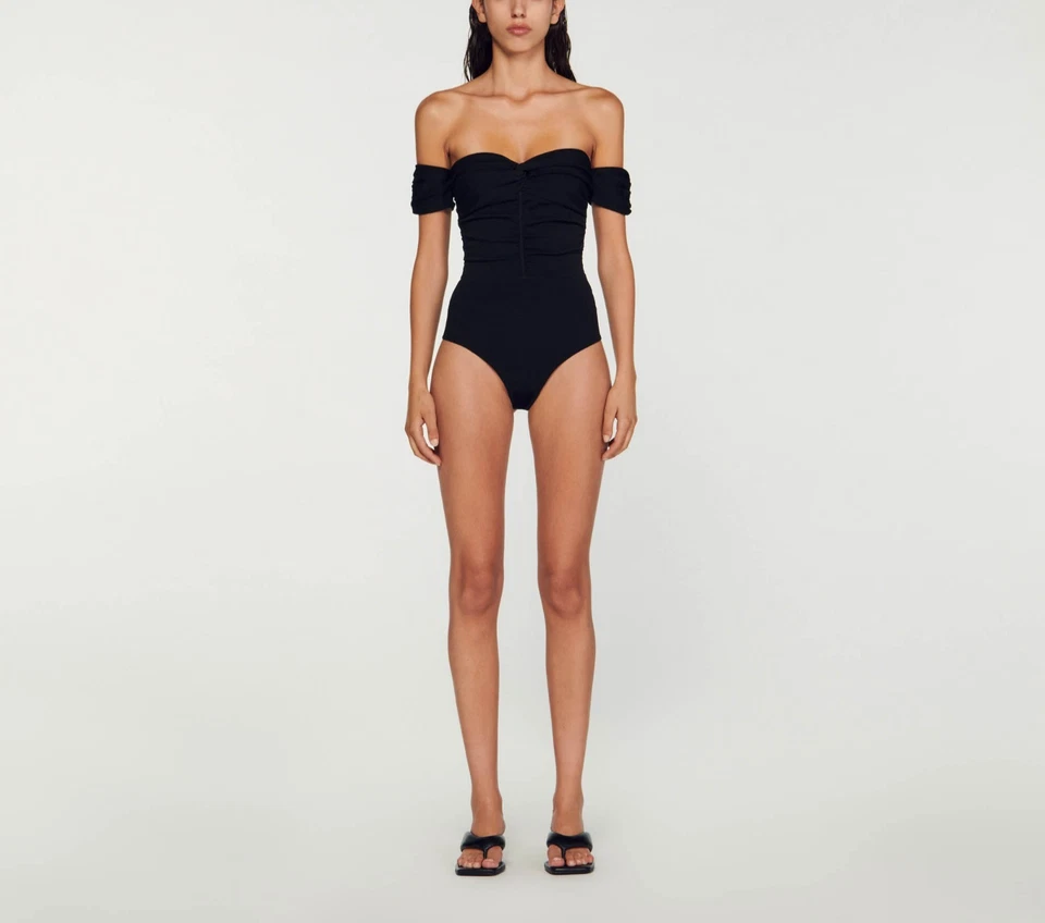 Sandro Paris Women's Body Suit Size 3 / L Open Shoulders  SFPPU02027 RRP:195 EUR - Image 1 of 4