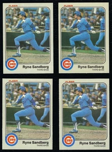 4 Card Lot - 1983 Fleer Ryne Sandberg Baseball Rookie Card RC #507 Cubs NM NM-MT - Picture 1 of 2
