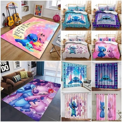New Lilo Stitch Duvet Cover Bedding Set,  Curtain, Floor Rug Mat Room Carpet - image 1 of 4