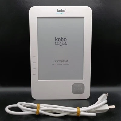 KOBO N647 eReader 1GB 6In eBook & Cord Wi-Fi White - Used Tested - Image 1 of 4