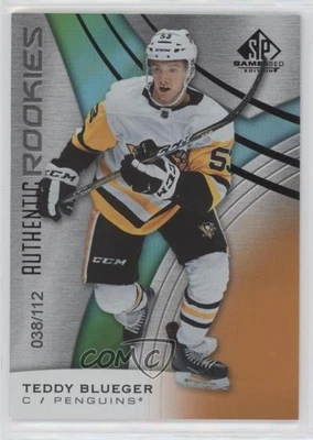 2019 SP Game Used Authentic Rookies Orange Rainbow /112 Teddy Blueger Rookie RC - Image 1 of 2