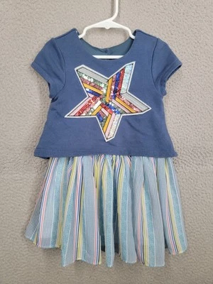 Vestido Camiseta Estrella Lentejuelas Niñas Talla 4 Pastorelle Pippa & Julie Azul Rayas  Foto 1 de 4