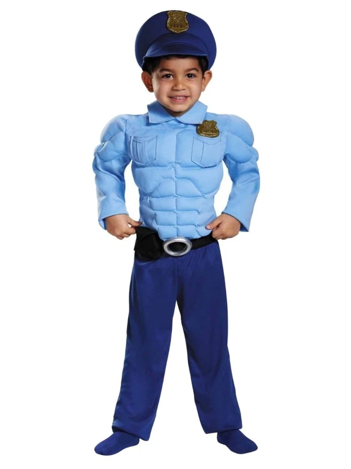 Disguise Muscle Police Officer Toddler Boy's Halloween Fancy-Dress Costume - 2T - Image 1 of 1