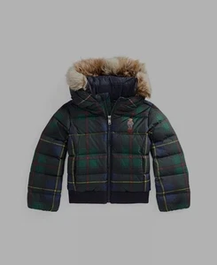 Ralph Lauren Polo Girl's Navy Plaid Quilted Jacket Size 6 Kids - Picture 1 of 9