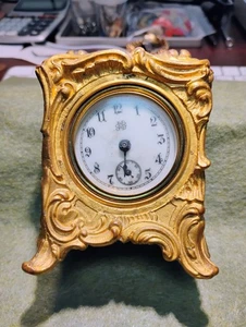 THE JENNINGS BROTHERS MFG. CO. ~ VICTORIAN ~ GILT CAST MANTLE CLOCK (untested) - Picture 1 of 10
