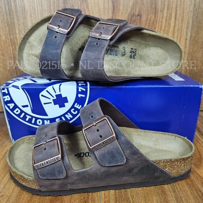 BIRKENSTOCK Women's Men's Arizona BS Natural Leather Oiled Sandals ~ Habana - Image 1 of 4